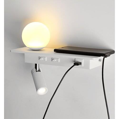 15W Qi Wireless Charger white 5w LED Wall Lamp Induction Fast Wireless Charging indoor led wall light 3W reading lamp