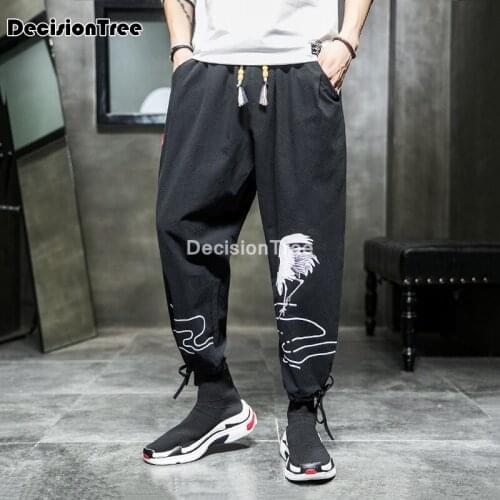 2021 cotton linen casual harem pants men joggers man trousers male chinese style baggy pants harajuku clothes sweatpants