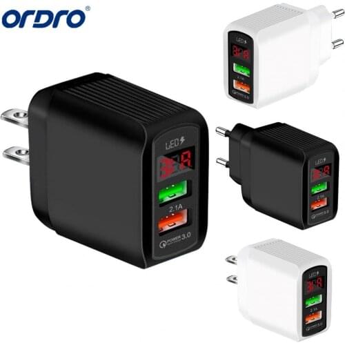 Travel Quick Charger QC 3.0 Dual USB Ports Digital Display Fast Charging Phone Charger Adapter EU/US/UK Plug For iPhone Samsung