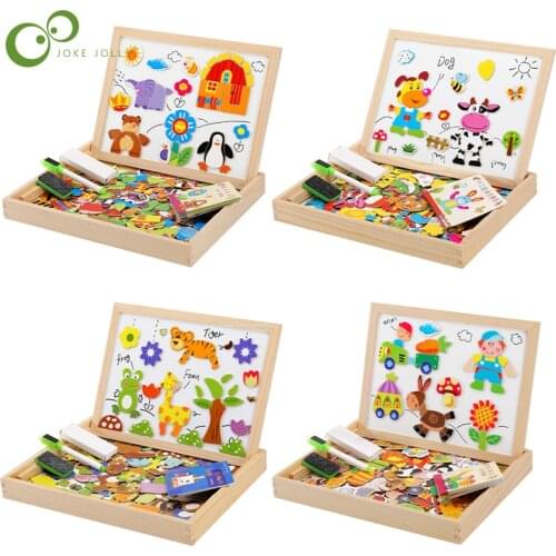 Wooden Magnetic Puzzle Figure/Animals/ Vehicle /Circus Drawing Board 5 styles Educational Toys for Children Gift GYH