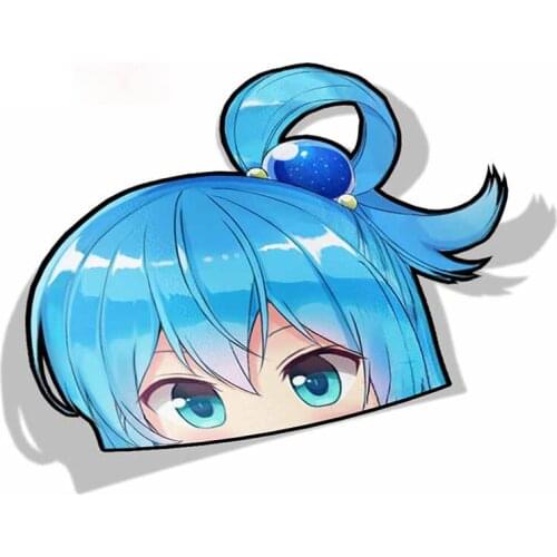 Personality Aqua Kono Subarashii Sekai Ni Shukufuku Wo Peeker Peek Anime Vinyl Car Stickers Cartoon Decal Apply To Car Window