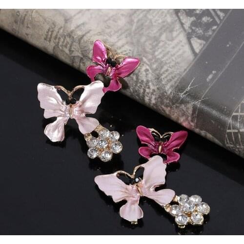 2018New 50Pcs Alloy Double Butterfly and Rhinestone Plum Flower Buttons for DIY accessories or phone case decortaion LP38
