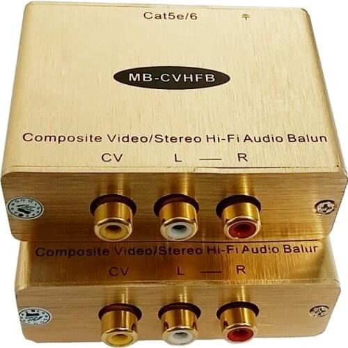 Composite Video with Stereo Audio over Cat5/Cat6 Extender, Stereo AV Transmitter and Receiver With 2KV Surge protection