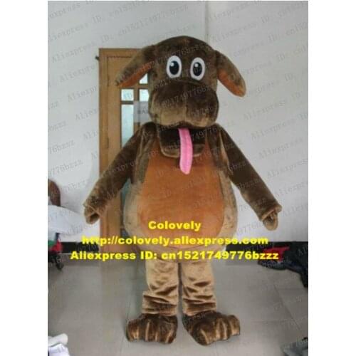 Strong Brown Dog Puppy Pup Doggie Mascot Costume Adult Size With Long Fat Drooping Ears Big Elliptic Eyes Open Mouth No.8501 FS