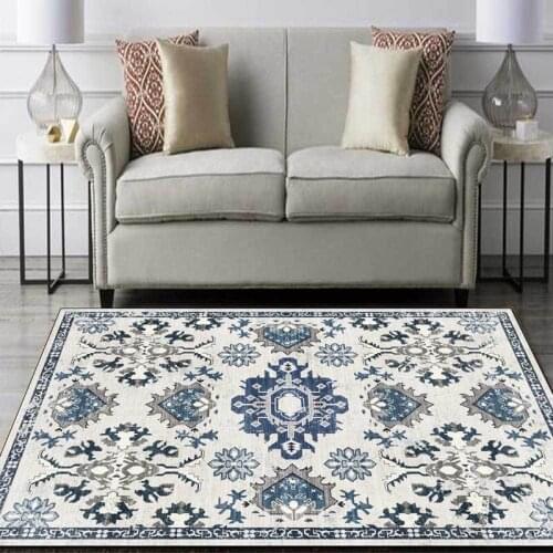 Persian Style Carpet and Rug for Living Room Ethnic Yellow Flowers Home Decoration Tapete Bedroom Bedside Anti-Slip Floor Mats