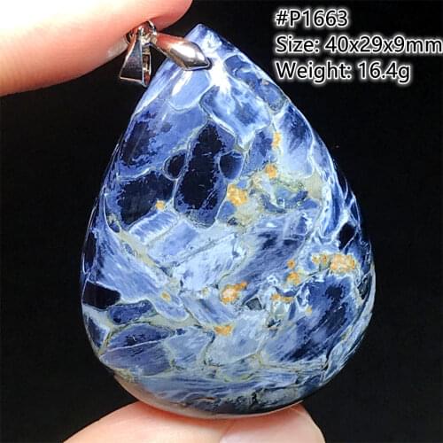 Natural Yellow Blue Pietersite Pendant Jewelry For Women Man Heart Crystal 44x9mm Beads 925 Silver Namibia Energy Stone AAAAA