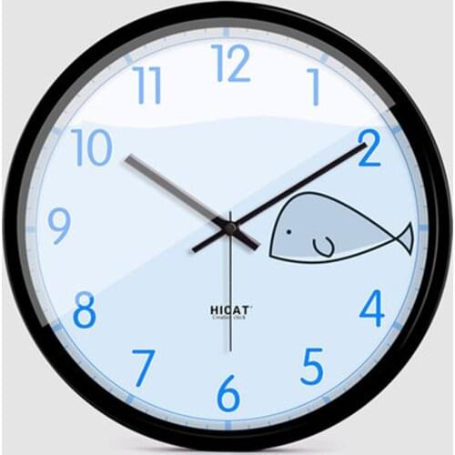 Cute Wall Clock Kids Digital Mute Self Adhesive Wall Clock Modern Design Kitchen Wall Watches Home Decor Sally Face Whale 40B060