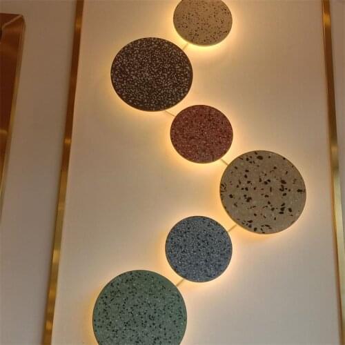 Nordic Minimalist Marble Wall Lamp Round Terrazzo Aisle Porch Staircase Living Room Background Wall Bedside Wall Light Light