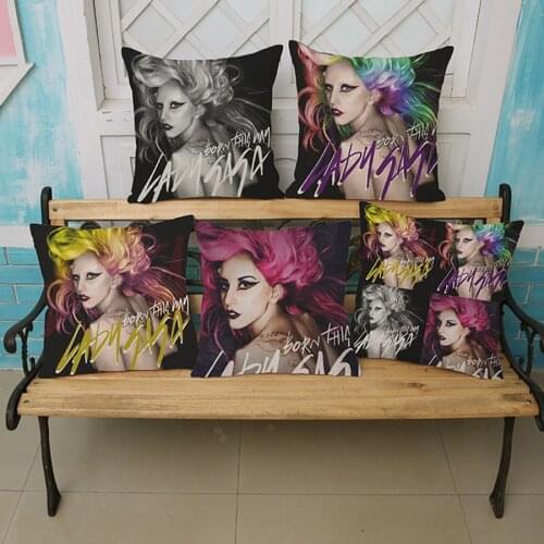 Fashion Star Lady Gaga Cushion Pillowcase Colorful Cool Girl Room Decorative Sofa Chair Throw Pillows Cojines 45x45cm