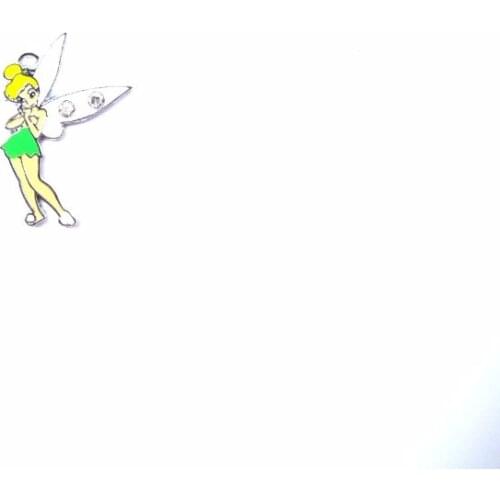 New Lot 20pcs Cartoon green Tinkerbell girl Enamel Metal Charm Pendants DIY Jewelry Making Mobile Phone Accessories z-052