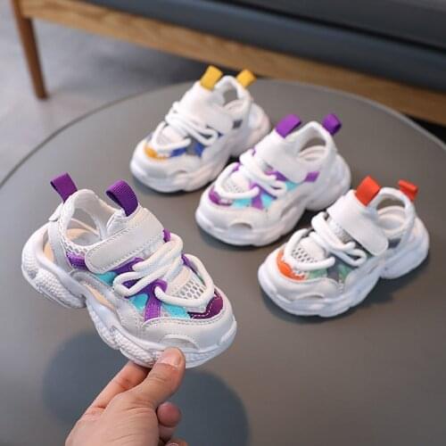 New Childrens Sports Daddy Shoes Small White Shoes Kids Hollow Boys Running Shoes Soft Bottom Sneakers Casual Walkers