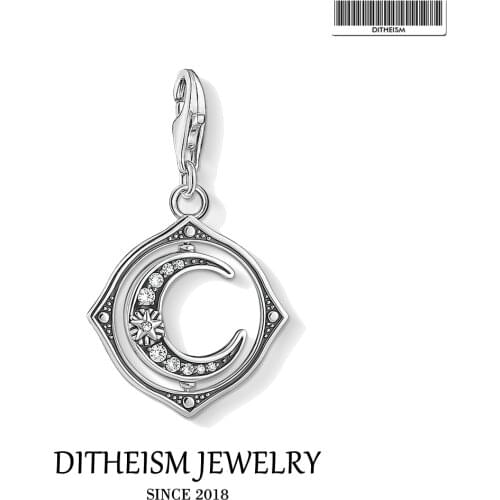 Charms Pendant Rotatable Moon 925 Sterling Silver Fit Bracelet Necklace 2021 Brand New Fine Jewelry Trendy Magic Gift For Women