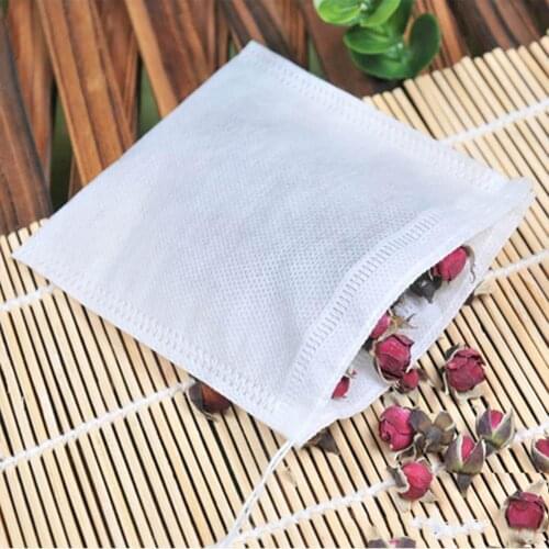 100Pcs Kitchen Disposable Drawstring Non-Woven Fabric Tea Herb Filter Bag Pouch Infuser Sachet Filter Paper Teabag Empty Tea Bag