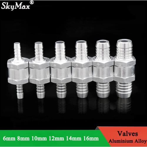 1pcs One Way 6/8/10/12/14/16mm Valves Aluminium Alloy Fuel Non Return Check Valve One Way Fit Carburettor