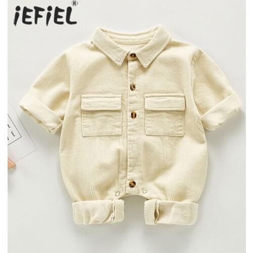 2020 Autumn New Boys Clothes Turn Down Collar Infant Girls Frock Rompers Corduroy Baby One-Piece Suit Baby Boys Winter Outerwear