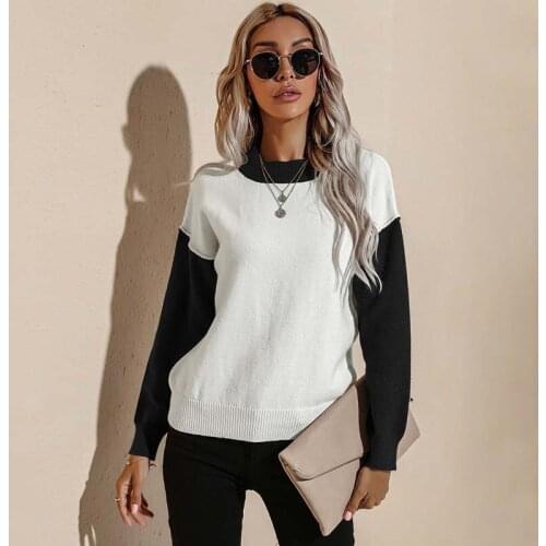 2021 Autumn Knitted Sweater Women Loose Sweater Pullover Women Jumper O-neck Long Sleeve Sweater For Women