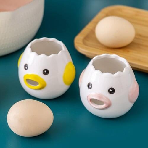 Egg White Separator Cute Chicken Ceramic Egg Yolk Protein Separator Egg Filter Kitchen Tools Baking Accessories Egg Holder