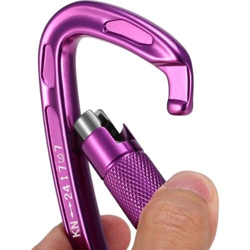 Outdoor 24KN Twist Locking Gate Carabiner Auto Lock D-ring Buckle Climbing Rappelling Canyoning Hammock Locking Clip
