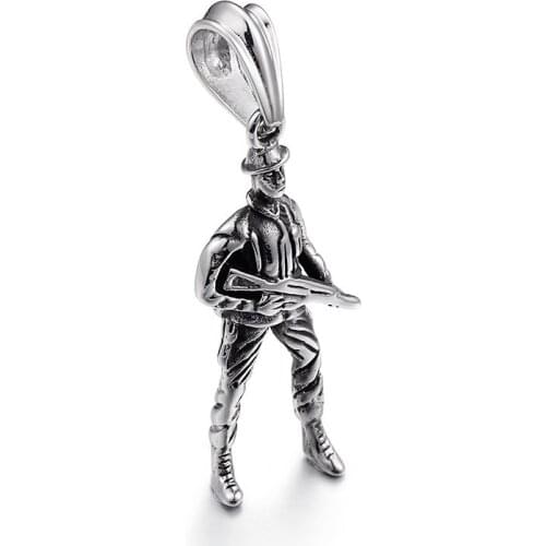 Titanium steel soldiers necklace Europe and the United States exaggerated pendant foreign trade men 's stainless steel