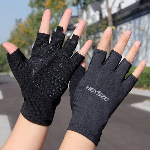 Lycra Summer Cycling Gloves Half Finger Breathable Road Bike Gloves Men Women Fingerless Anti-Slip Thin Gloves For Sports