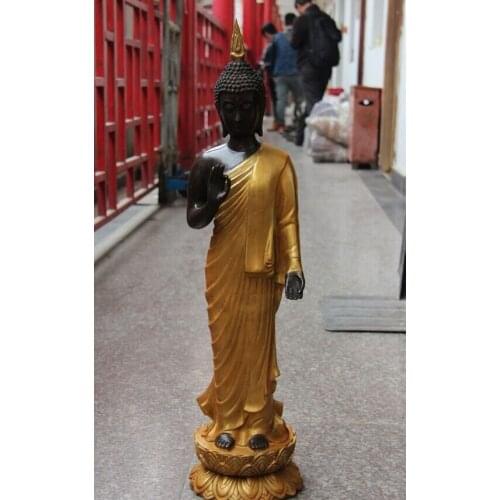 Song voge gem S1147 28" Tibet Buddhism Copper Bronze Fane Thailand Sakyamuni Amitabha Buddha Statue