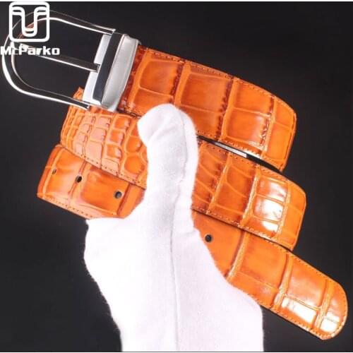 McParko Men Belt Orange Fashion Brand Genuine Leather Belt Cowskin Original Design New Belt For Men Waist Strap Custom Make Name