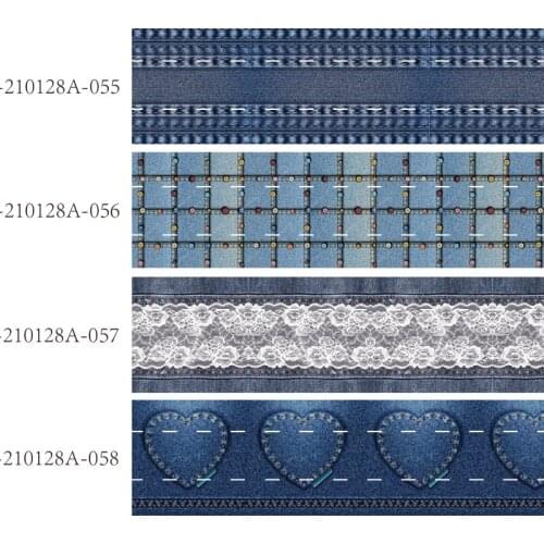 50 yards/lot) Hot sale 1-1/2" 38mm jeans style printed grosgrain ribbon