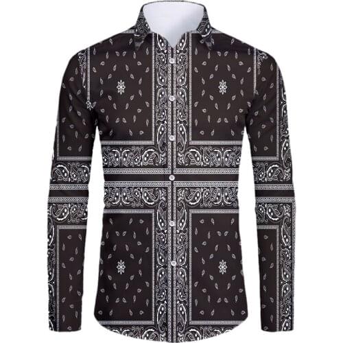 UJWI Cashew Flower Printing Buttoned long-sleeved shirt Men Women 0 Collar Sexy Design Mens Lapel Long-Sleeve Dress Shirt