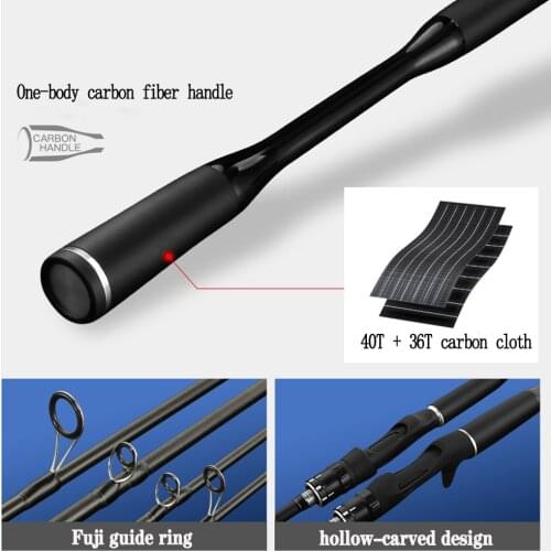 Fuji Parts Carbon Integrated Handle Fishing Rod 1.98M 2.1M 2.4M Spinning Casting M Power Lure Fishing Rod Lure Weight 7-28g