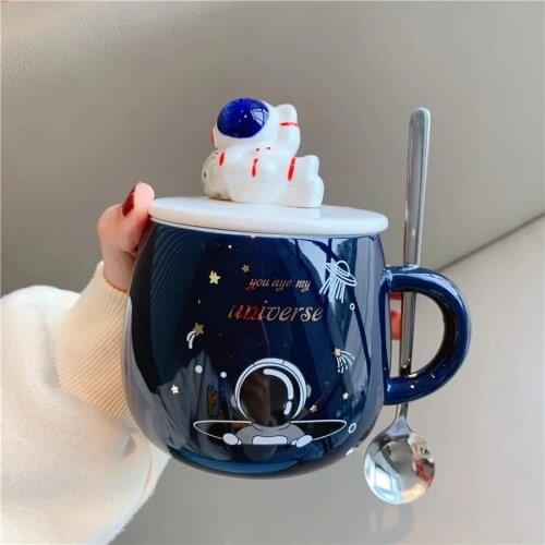 DIY personality cartoon 3D three-dimensional astronaut coffee mug office water cup for couples, friends and family creative gift