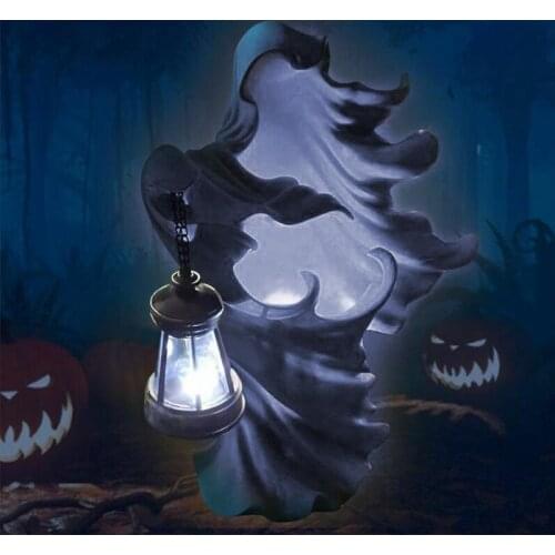 Hell Messenger Statue With Led Light Halloween Party Decoration Faceless Ghost Sculpture Desktop Ornament Home Decor Gifts