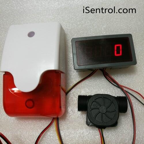 US308MT Digital Flow Meter Alarmer USN-HS21TA 1-30L/min Nylon hall effect water flow sensor CE certificate iSentrol Electronics