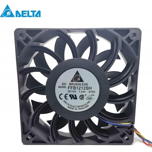 For delta FFB1212SH 12025 DC 12V 1.24A 12CM violent high speed air volume fan pwm 4-pin server inverter case axial cooler fans