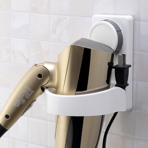 High Quality Shuangqing Hair Dryer Machine Rack Suction Cup Bathroom Wall Shelf Hair Dryer Holder House Decor