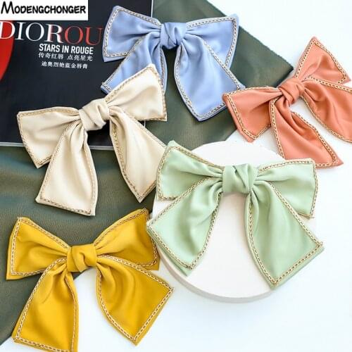 High Quatity Fashion Barrette Bow Hairpin Inlaid Metal Chain Big Bow Hair Clips Girl Woman Headwear Hair Accessories Winner
