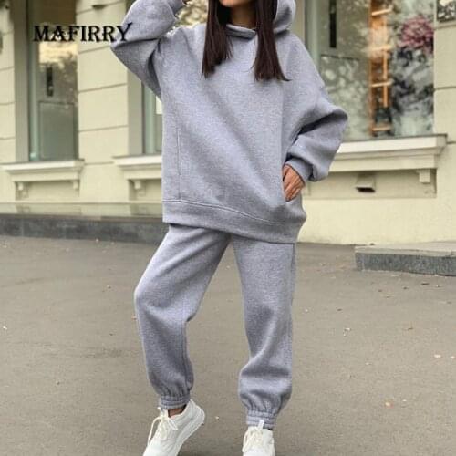 Women Fleece Hooded Full Sleeve Trousers Loungewear Suit Spring Autumn Solid Pocket Elastic Waist Casual Outfit Loose Streetwear