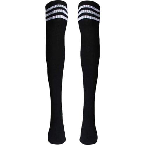 1 Pair Thigh High Socks Over Knee Girls Football Socks (Black)