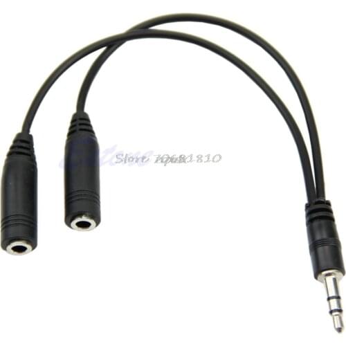 3.5mm Male to 2 Dual Female Plug Jack Audio Stereo Headset Mic Splitter Cables Whosale&Dropship