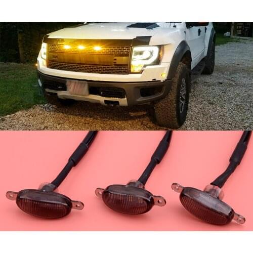 3Pcs Car Amber LED Front Bumper Grill Grille DRL Daytime Running Lights Fit For Ford F-150 Raptor 2018 2017 2016 2015-2010