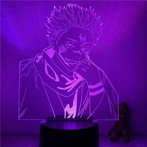 3D Lamp Anime Jujutsu Kaisen Ryomen Sukuna Face LED NightLight Figure 7 Colors Touch Table Bedroom Decor Night Light Gift