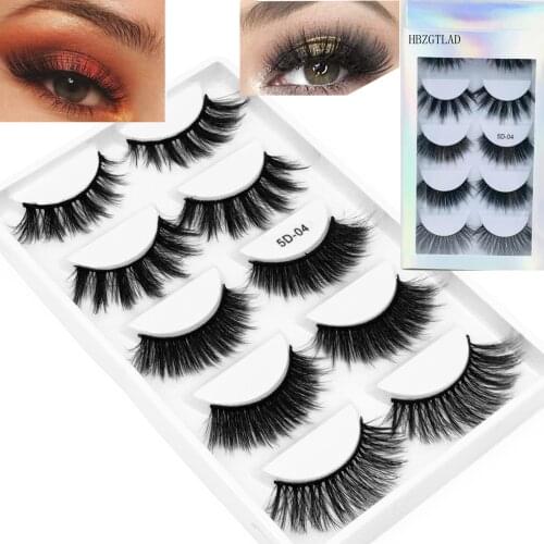 5 Pairs Multi pack 3D Soft Mink Hair False Eyelashes Handmade Wispy Fluffy Long Lashes Natural Eye Makeup Tools Faux Eye Lashes