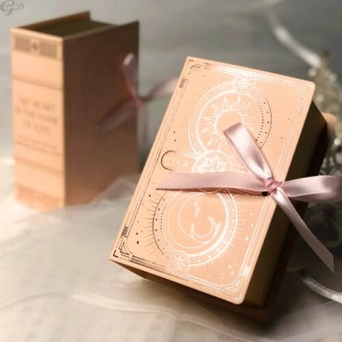 50Pcs Chocolate Large Candy Box Bridal Shower Ins Magic Book of Love Cigarette Wedding Favor Pink Gift Boxes for Guests