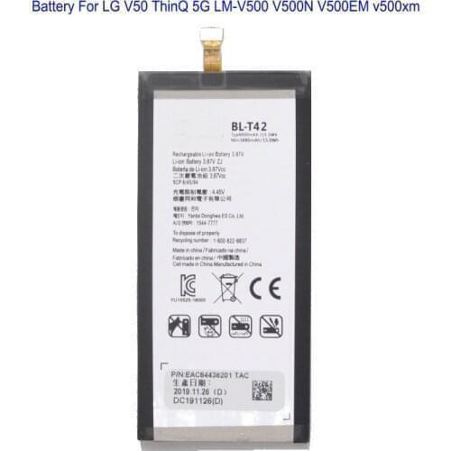 1x 4000mAh 15.5Wh BL-T42 BLT42 Battery For LG V50 ThinQ 5G LM-V500 V500N V500EM v500xm Bateria Batterij