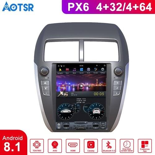 Android 8.1 Tesla Style PX6 no Car DVD Player Navigation GPS For MITSUBISHI ASX RVR Outlander Head Multimedia Stereo Autoradio