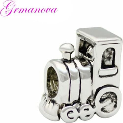 Retro train charm beads head handmade DIY jewelry making accessories amulet Fit Pandora Bracelet Necklace