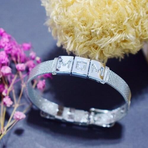 Stainless Steel MOM NANA Bracelets Rose Gold Clear Letters Customized Women Bangle Exquisite Jewelry Mothers Day Dropshiping