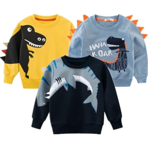Brand Spring Childrens Clothing Printed Cartoon Animal Clothes 2-8y Baby Boys Dinosaur Sweatshirt Long Sleeved Clothes Tops