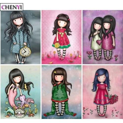 CHENYI New Sale Diy Diamond Painting Cartoon Little Girl Handcraft Art Rhinestone Needlework Diamond Mosaic Home Decoration Gift