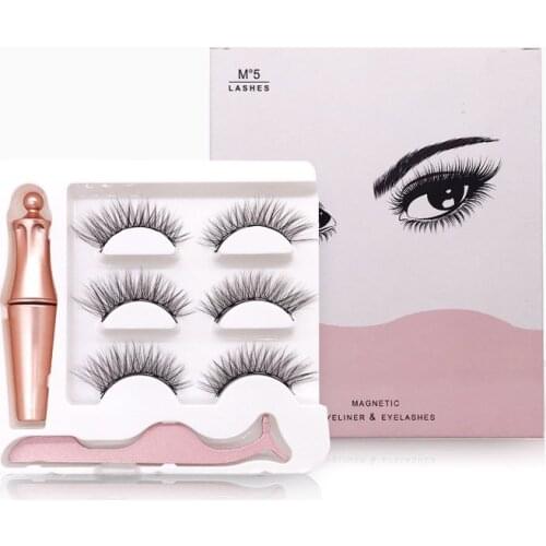 D style Magnetic Eyelashes 3D False Mink Eyelashes Magnetic Waterproof Eyeliner Tweezer Magnetic False Eyelash Handmade lash