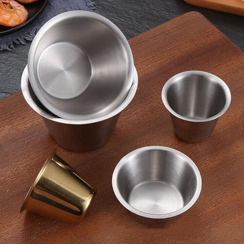 Home Kitchen Restaurant Stainless Steel Seasoning Plate Sauce Container Hot Pot Dipping Bowl Small Sauce Cup Seasoning Plate
